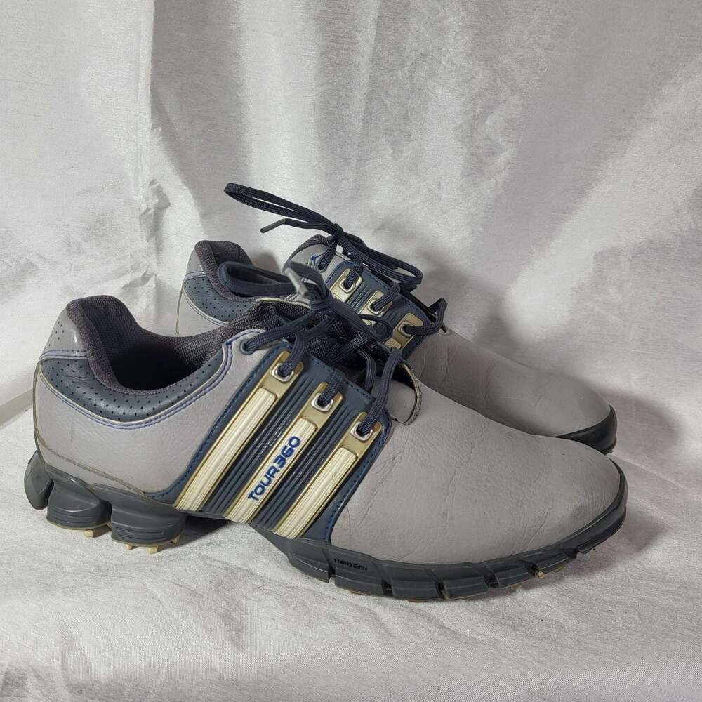 Adidas Tour360 Thintech Gray Blue Men's Spiked Golf Shoes
